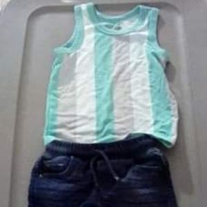 Cat and Jack tank and denim shorts